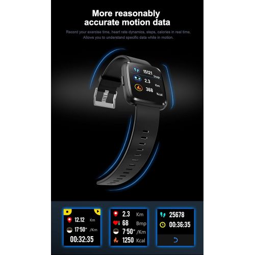  JIANGJIE Smart Watch, Fitness Tracker with Heart Rate Blood Pressure Detection Sleep Monitoring Calorie Smart Reminder IP67 Waterproof