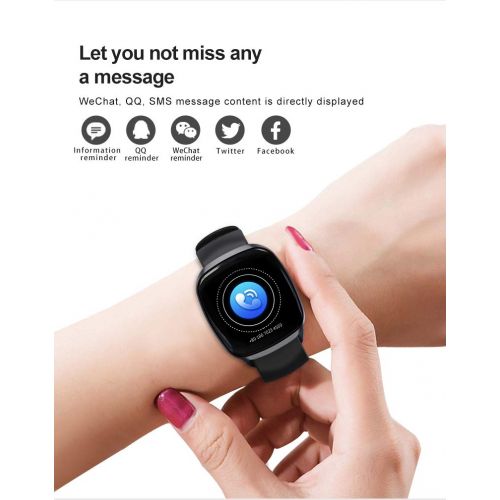  JIANGJIE Fitness Tracker Smart Watch 1.3 Inch Full Touch Screen Multiple Sports Modes IP67 Waterproof with Heart Rate, Blood Pressure, Blood Oxygen Measurement, Smart Reminder, Rem