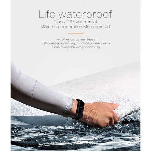  JIANGJIE Smart Bracelet, Fitness Tracker with Heart Rate Blood Pressure Detection Sleep Monitoring Calorie Smart Reminder IP67 Waterproof