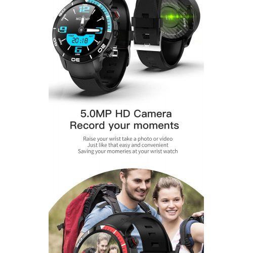  JIANGJIE 4G Smart Watch, Android 7.1 RAM 1GB ROM 16GB WiFi GPS Fitness Tracker with Heart Rate Ip68 Waterproof Bluetooth Smartwatch for Men