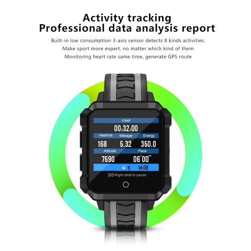  JIANGJIE Smart Watch Fitness Tracker 3G GPS IP68 Waterproof with Heart Rate, Blood Pressure, Blood Oxygen Measurement, Sports Record, Smart Reminder, Remote Photo