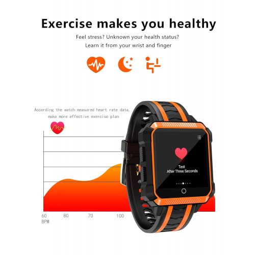  JIANGJIE Smart Watch Fitness Tracker 3G GPS IP68 Waterproof with Heart Rate, Blood Pressure, Blood Oxygen Measurement, Sports Record, Smart Reminder, Remote Photo