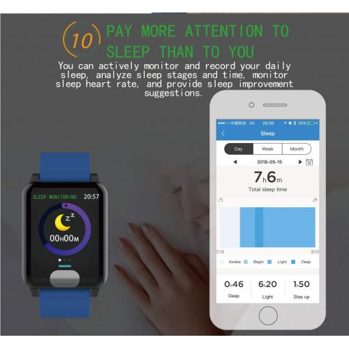  JIANGJIE Smart Watch Fitness Tracker ECG+PPG IP67 Waterproof 1.3 Color Screen with Heart Rate, Blood Pressure, Blood Oxygen Measurement, Sports Record, Smart Reminder, Remote Photo