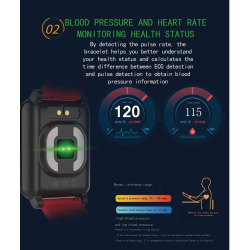  JIANGJIE Smart Watch Fitness Tracker ECG+PPG IP67 Waterproof 1.3 Color Screen with Heart Rate, Blood Pressure, Blood Oxygen Measurement, Sports Record, Smart Reminder, Remote Photo