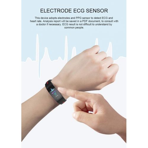  JIANGJIE Smart Bracelet Sports Watch PPG+ECG Cardiogram Multiple Sports Mode with Heart Rate Sleep Blood Pressure Monitor, Message Notification, Health Report, Sedentary Reminder