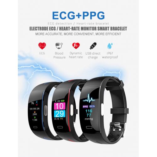  JIANGJIE Smart Bracelet Sports Watch PPG+ECG Cardiogram Multiple Sports Mode with Heart Rate Sleep Blood Pressure Monitor, Message Notification, Health Report, Sedentary Reminder