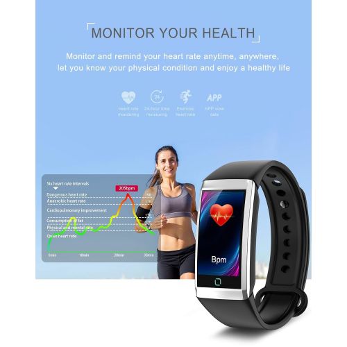  JIANGJIE Smart Bracelet, Bluetooth Sports Watch with Heart Rate Monitor Blood Pressure Measurement Sleep Monitoring Smart Reminder Multiple Sports Mode IP67 Waterproof