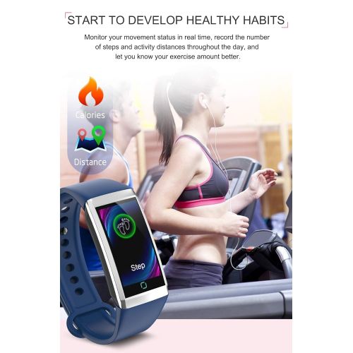  JIANGJIE Smart Bracelet, Bluetooth Sports Watch with Heart Rate Monitor Blood Pressure Measurement Sleep Monitoring Smart Reminder Multiple Sports Mode IP67 Waterproof