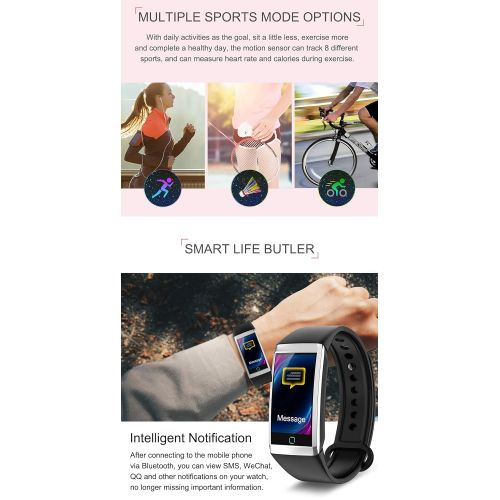  JIANGJIE Smart Bracelet, Bluetooth Sports Watch with Heart Rate Monitor Blood Pressure Measurement Sleep Monitoring Smart Reminder Multiple Sports Mode IP67 Waterproof