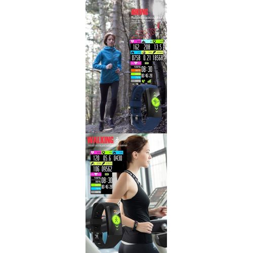  JIANGJIE Fitness Tracker GPS Bluetooth Smart Bracelet with Heart Rate, Blood Pressure, Blood Oxygen Measurement, Smart Reminder, Remote Photo, Multiple Sports Modes IP68 Waterproof