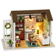 JIANGXIUQIN Childrens Educational Toys Handmade Miniature Dollhouse DIY Kit with Kitchen Living Room Furniture with Daughter Gift Young Children Inspire Imagination (Color : Sen Bl
