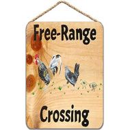 JIEYANGDONG Free Range Chicken Crossing Sign Handpainted Wood Chicken Sign 20x30cm / 8x12 inch