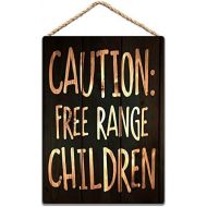 JIEYANGDONG Caution Free Range Children Rustic Wood Sign Funny Wall Decor 8x12 in / 20x30 cm