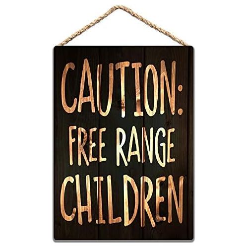  JIEYANGDONG Caution Free Range Children Rustic Wood Sign Funny Wall Decor 8x12 in / 20x30 cm