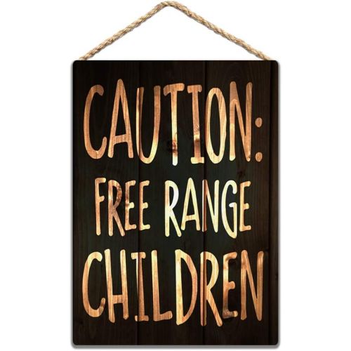  JIEYANGDONG Caution Free Range Children Rustic Wood Sign Funny Wall Decor 8x12 in / 20x30 cm