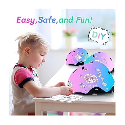  Color Gradient Adjustable Bike Helmet with Knee Pad Elbow Pads Guards,Kids Toddler Boys Girls Child Skateboard Helmet and Pads for Kids 3-5-8-14+Riding Scooter Inline skatings Longboard Roller Skate