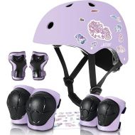 Color Gradient Adjustable Bike Helmet with Knee Pad Elbow Pads Guards,Kids Toddler Boys Girls Child Skateboard Helmet and Pads for Kids 3-5-8-14+Riding Scooter Inline skatings Longboard Roller Skate