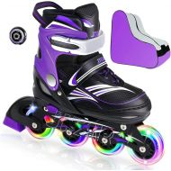 JIFAR Jeefree Adjustable Inline Skate【Skate Bag and Skate Wheels Included】 with Full Light Up WheelOutdoor Illuminating Roller Skates for Girls,Boys and Beginners