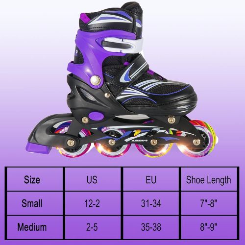  JIFAR Jeefree Adjustable Inline Skate【Skate Bag and Skate Wheels Included】 with Full Light Up WheelOutdoor Illuminating Roller Skates for Girls,Boys and Beginners