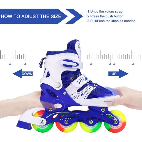  JIFAR Youth Children’s Inline Skates for Kids, Adjustable Inlines Skates with Light Up Wheels for Girls Boys, Indoor&Outdoor Ice Skating Equipment Medium Size(2-5 US), Purple…