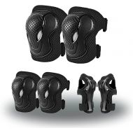 JIFAR Youth Kids/Teenagers Knee Pads Elbow Pads Wrist Guard with Comfortable Gel Cushion,Strong Double Straps and Adjustable Easy-Fix Clips for Bike Skateboarding Roller Skating Cy