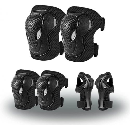  JIFAR Youth Kids/Teenagers Knee Pads Elbow Pads Wrist Guard with Comfortable Gel Cushion,Strong Double Straps and Adjustable Easy-Fix Clips for Bike Skateboarding Roller Skating Cy
