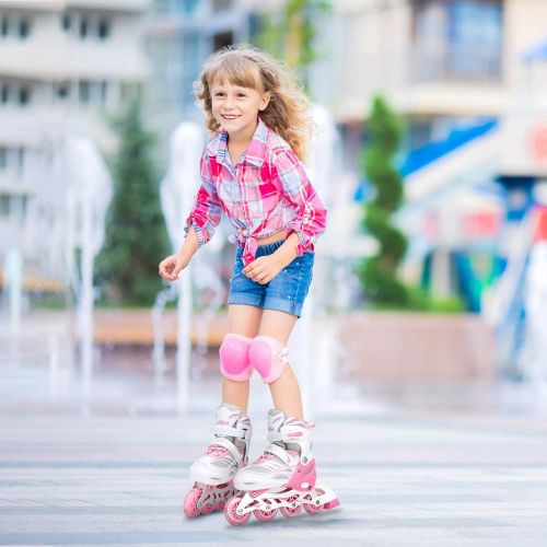  JIFAR Jeefree Adjustable Inline Skate【Skate Bag and Skate Wheels Included】 with Full Light Up WheelOutdoor Illuminating Roller Skates for Girls,Boys and Beginners