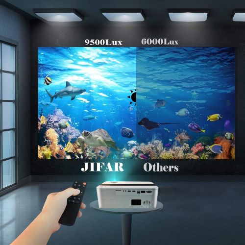  JIFAR Native 1080p Projector,7000 Lumens Projector for outdoor movies with 400 Display,Support 4K Dolby & Zoom,100000 hrs life,Indoor & Outdoor Projector Compatible with TV Stick,HDMI,VG