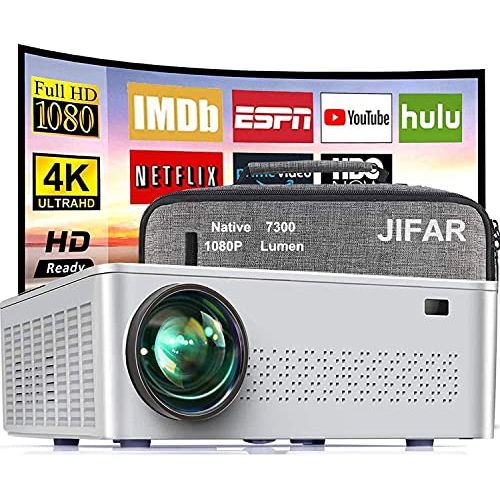  JIFAR Native 1080P Projector,9000 L Projector for Outdoor Movies with 400 Display, Support 4K Dolby & Zoom,100000 Hours Life Indoor and Outdoor Projector Compatible with TV Stick,HDMI,VG