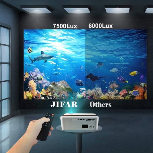  JIFAR Native 1080P Projector,9000 L Projector for Outdoor Movies with 400 Display, Support 4K Dolby & Zoom,100000 Hours Life Indoor and Outdoor Projector Compatible with TV Stick,HDMI,VG