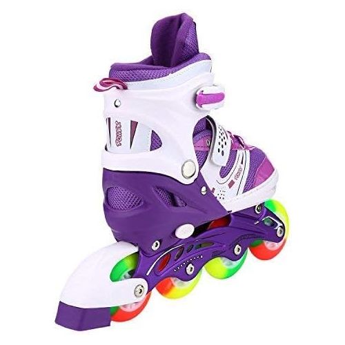  JIFAR Youth Children’s Inline Skates for Kids, Adjustable Inlines Skates with Light Up Wheels for Girls Boys, Indoor&Outdoor Ice Skating Equipment Medium Size(2-5 US), Purple…