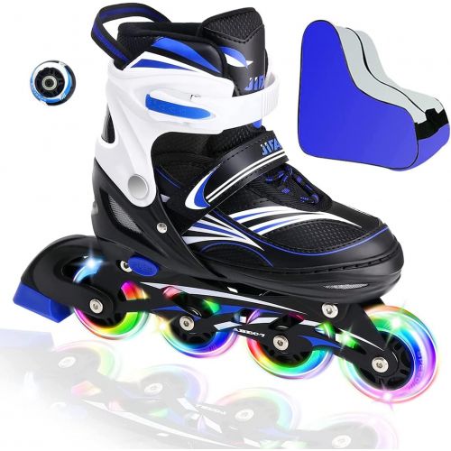  JIFAR Jeefree Adjustable Inline Skate【Skate Bag and Skate Wheels Included】 with Full Light Up WheelOutdoor Illuminating Roller Skates for Girls,Boys and Beginners