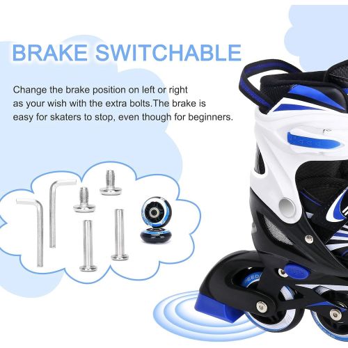  JIFAR Jeefree Adjustable Inline Skate【Skate Bag and Skate Wheels Included】 with Full Light Up WheelOutdoor Illuminating Roller Skates for Girls,Boys and Beginners