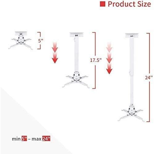  [아마존베스트]JIFAR Universal LED HD Projector Ceiling Mount Wall Bracket Holder for Different Size Projector(White)