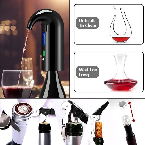  [아마존베스트]JIFAR Electric Wine Aerator Pourer, Stopper Multi-Smart Automatic Wine Dispenser - Premium Aerating Pourer and Decanter Spout - wine preserver