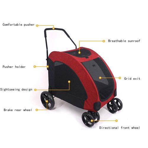  JIGAN Pet Stroller, Pet Gear Stroller, Cat/Dog Easy Walk Folding Travel Carrier,Easy One-Hand Fold, Strong and Stable