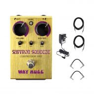 JIM DUNLOP Dunlop Way Huge WHE103 Saffron Squeeze Compressor Effects Pedal With a Pair of Patch Cables, Power Supply, and Instrument Cables