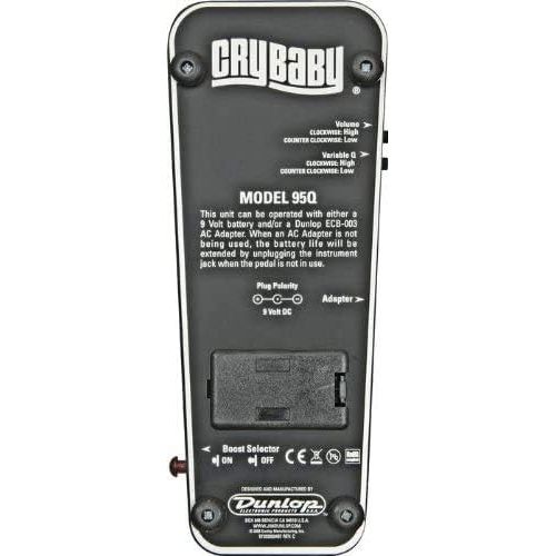  JIM DUNLOP Dunlop 95Q Cry Baby Q Wah Guitar Effects Pedal with Variable-Q Control with 2 R-Angle Patch Cable