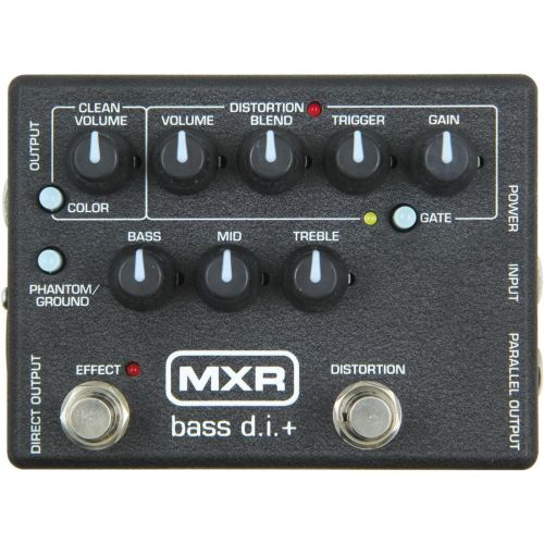  JIM DUNLOP MXR M80 Bass D.I.+ Bass Guitar Preamp Distortion Pedal with Footswitchable Distortion Channel, Noise Gate and XLR Direct Out with 2 Path Cable and 2 Instrument Cable