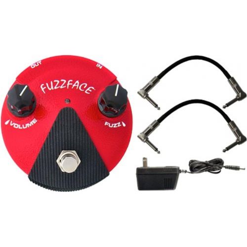  JIM DUNLOP Dunlop FFM2 Red GERMANIUM FUZZ FACE MINI Pedal w/ 9V Power Supply and Patch Cables