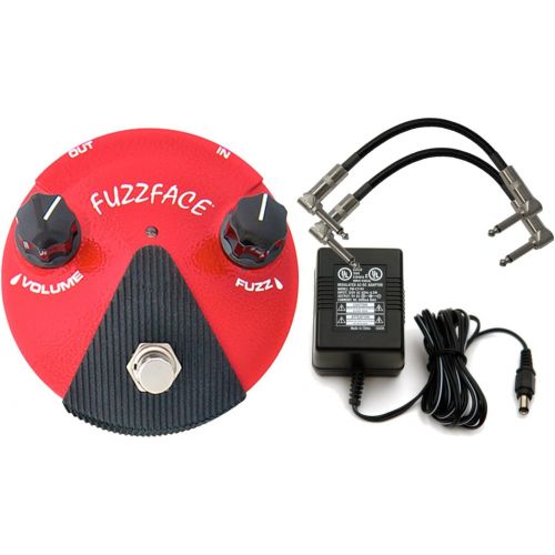  JIM DUNLOP Dunlop FFM2 Red GERMANIUM FUZZ FACE MINI Pedal w/ 9V Power Supply and Patch Cables