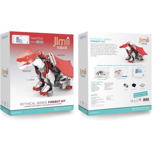  UBTECH JIMU Robot Mythical Series: Firebot Kit/ App-Enabled Building & Coding STEM Robot Kit (606 Pcs), Red, Model:JRA0601