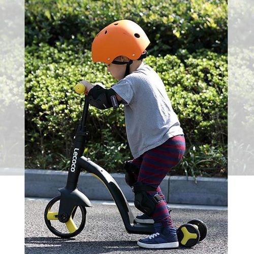  JIN Faltender Roller der Kinder Multifunktions-3 in Einem Kindbalancen-Auto-Dreirad-Baby 2-3-6-Jahriges (Farbe : Gelb)