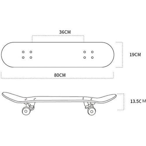  JIN Kurzes Board Maple Doppelt abfallendes Board Street Board Anfanger Street Skills Erwachsene Skateboard Praxis Professionelle Aktion (Farbe : E)