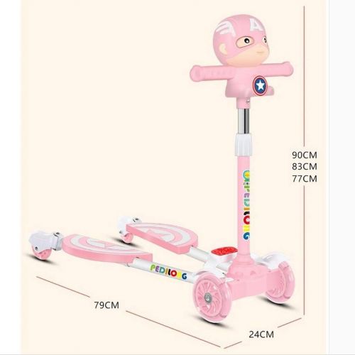  JIN Kinder Falten Roller 2-3-4-5-6 Jahre alt Allrad-Swing-Schere Auto Kleinkind Pedal Auto Frosch (Farbe : Rot)