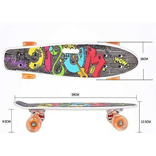  JIN Tragbares Flash-Fischbrett des vierradrigen Skateboard-Anfangerjugendstrassen-Skateboards Erwachsenen Nacht glattem Brett (Farbe : C)
