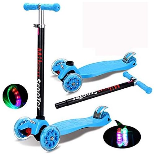  JIN Kinder Roller Frosch DREI oder Vier runde Flash Pedal Roller (Farbe : Blau)