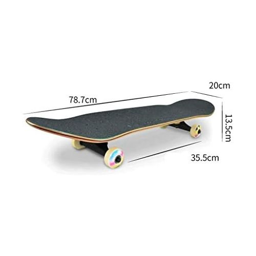  JIN Shortboard Skateboarding Skateboardeinstieg Anfanger Youth Street Skills Erwachsene Jungen mit Vier Radern Skateboard (Farbe : A)