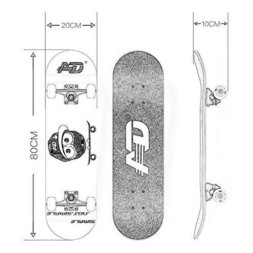  JIN Professionelle Skateboard-Anfanger Erwachsene Jungen und Madchen Jugend Kinder Bilaterale schrage Board Road Vierradern Skateboard (Farbe : F)