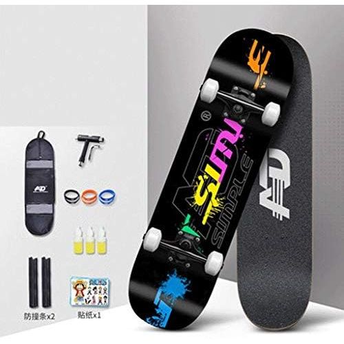  JIN Professionelle Skateboard-Anfanger Erwachsene Jungen und Madchen Jugend Kinder Bilaterale schrage Board Road Vierradern Skateboard (Farbe : F)